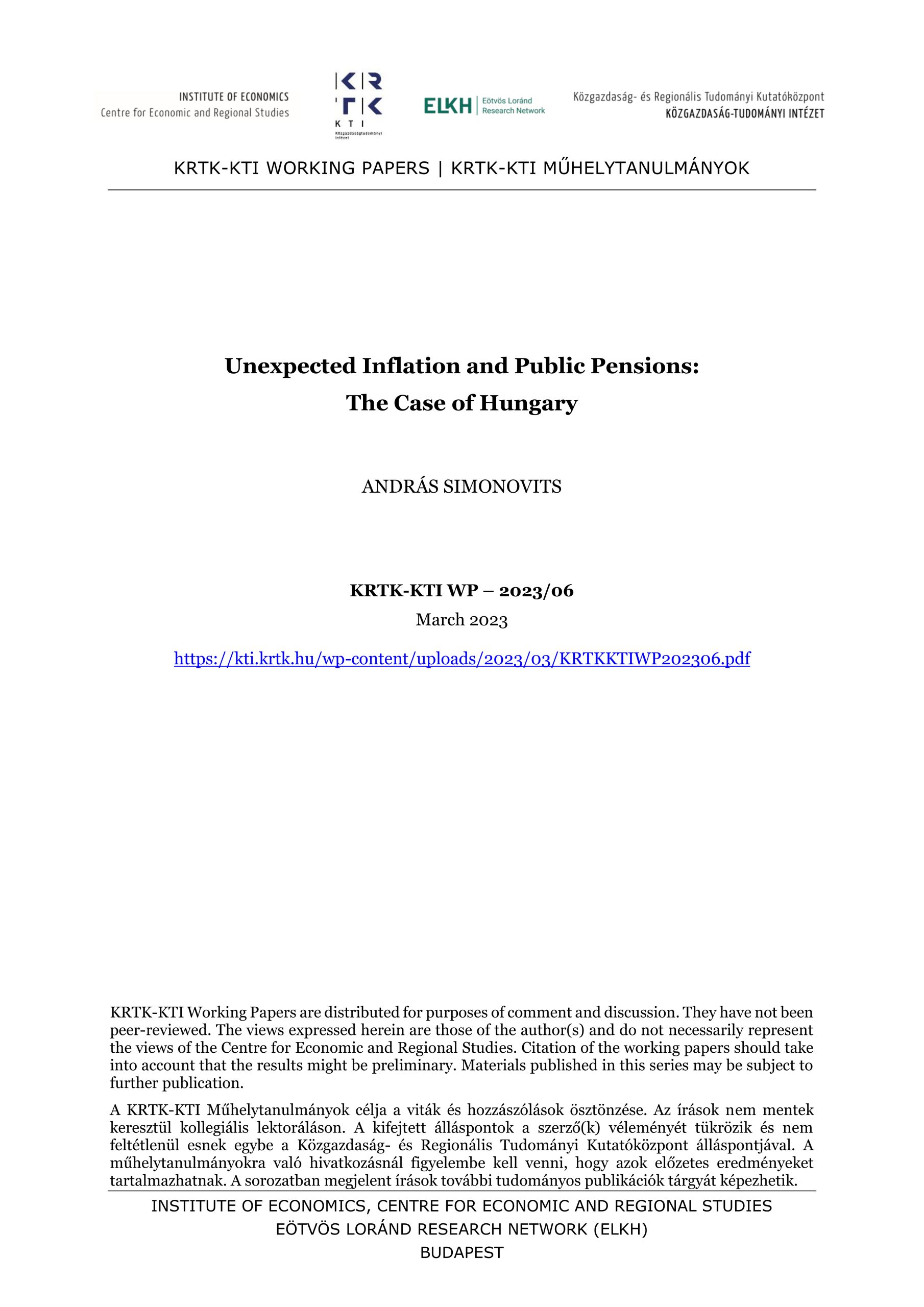 Unexpected Inflation and Public Pensions: The Case of Hungary
