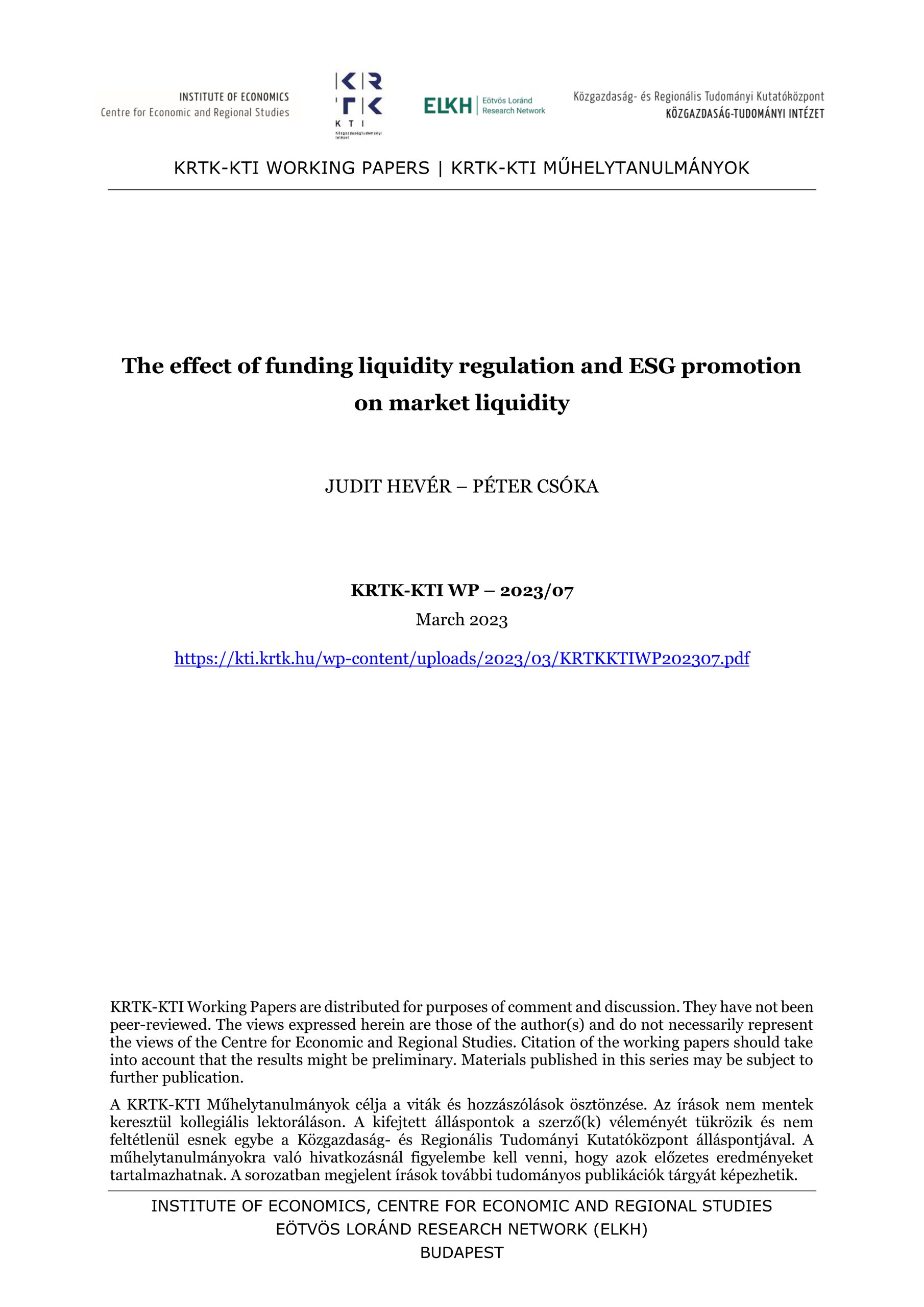 The effect of funding liquidity regulation and ESG promotion on market liquidity