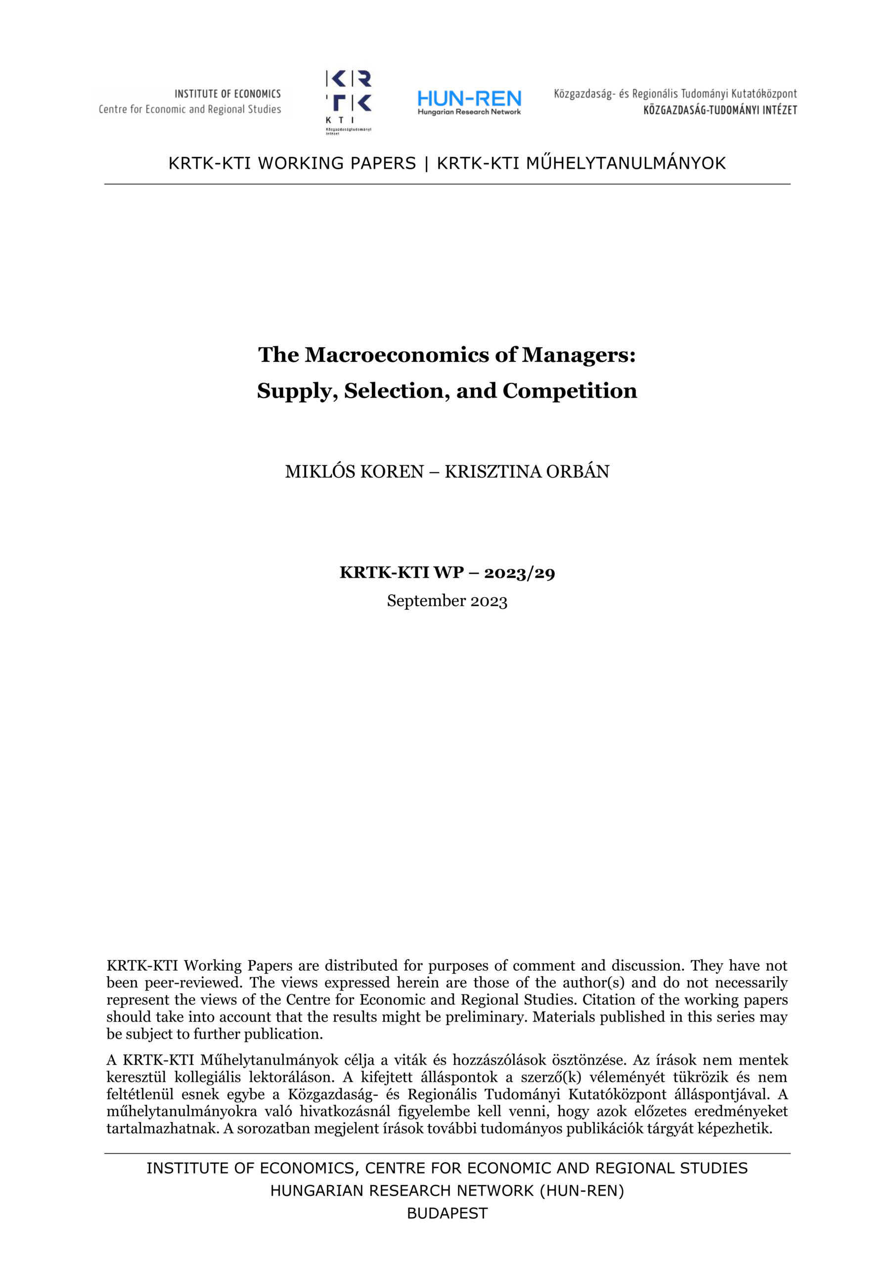 The Macroeconomics of Managers: Supply, Selection, and Competition
