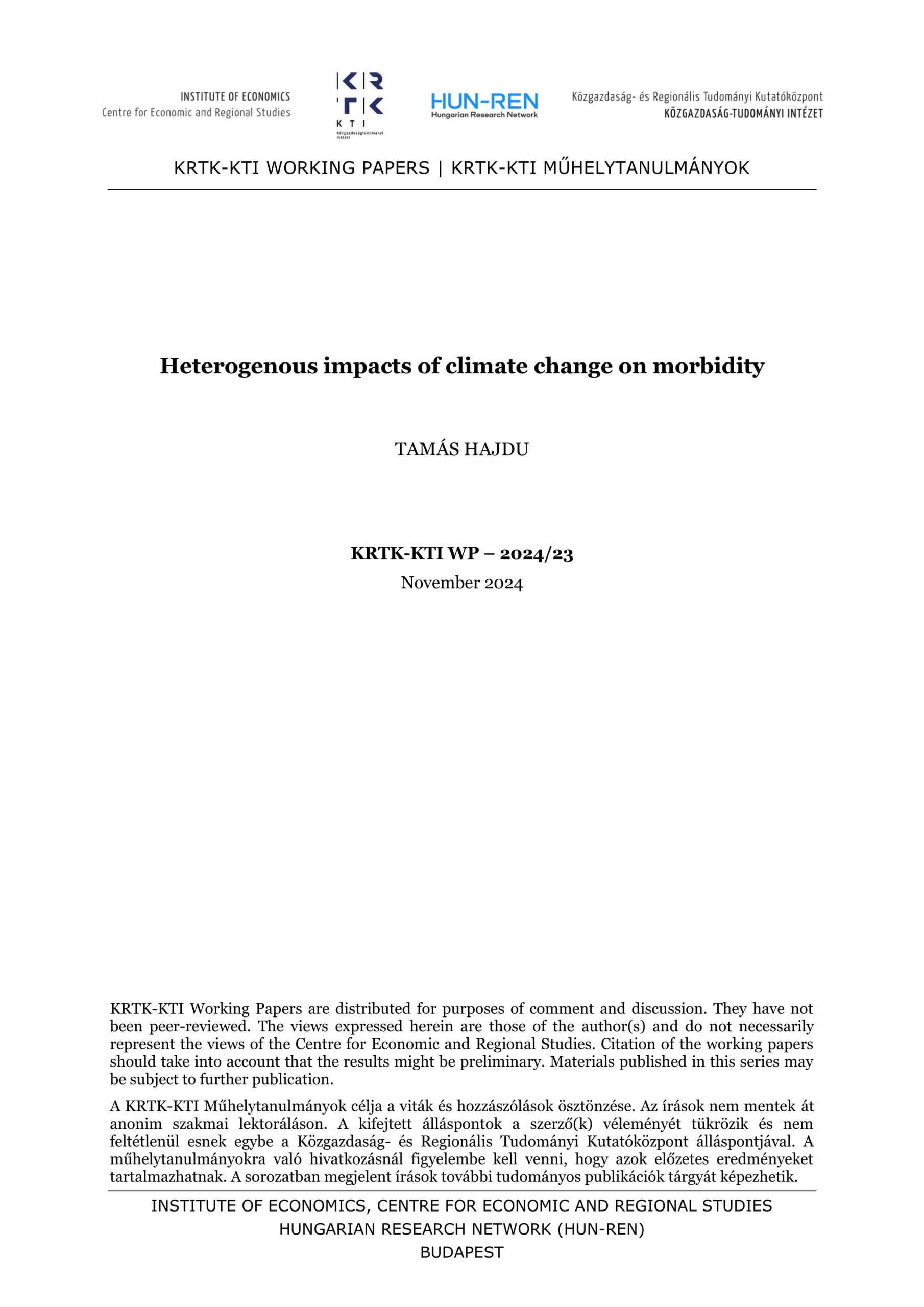 Heterogenous impacts of climate change on morbidity