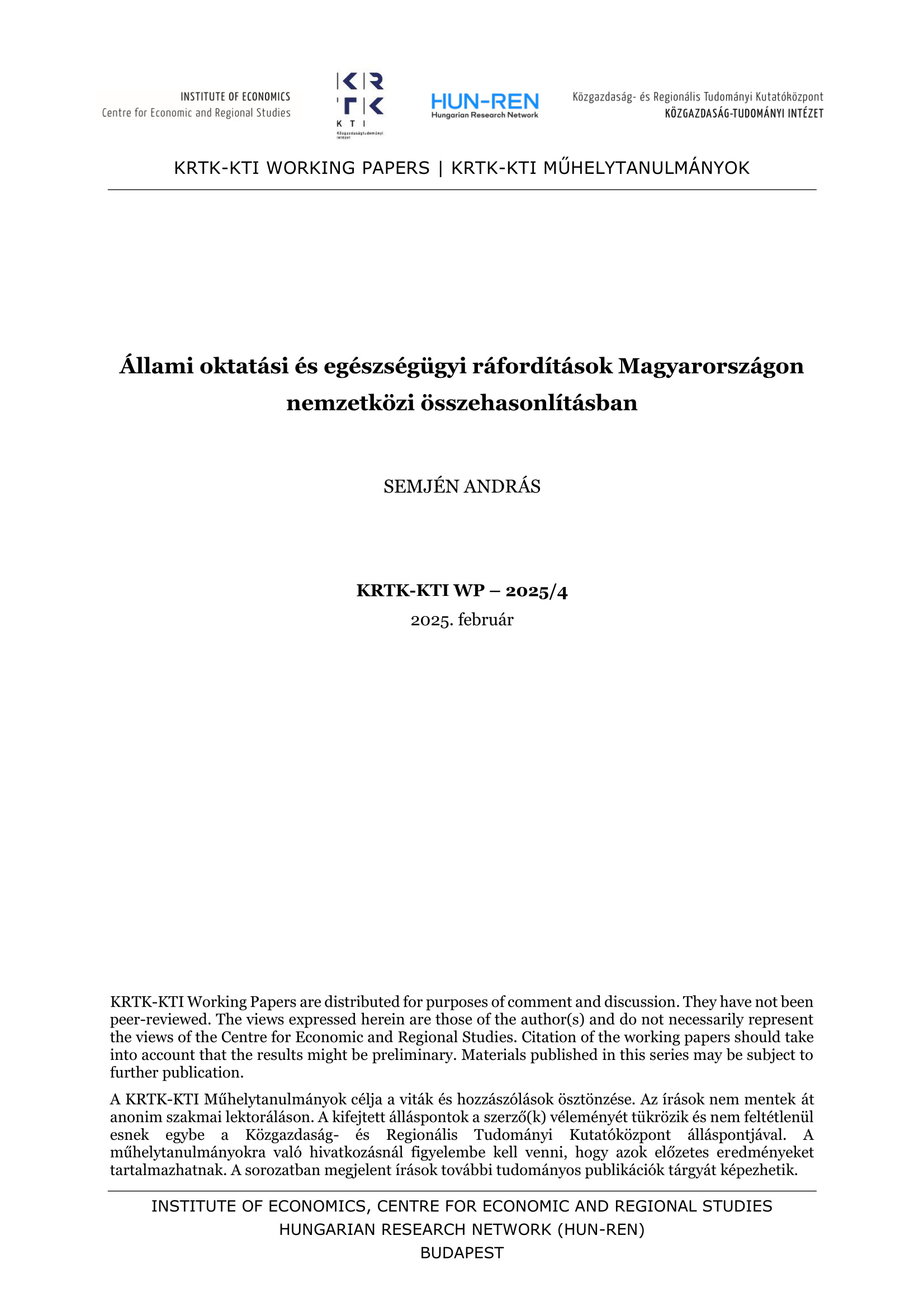 Állami oktatási és egészségügyi ráfordítások Magyarországon nemzetközi összehasonlításban