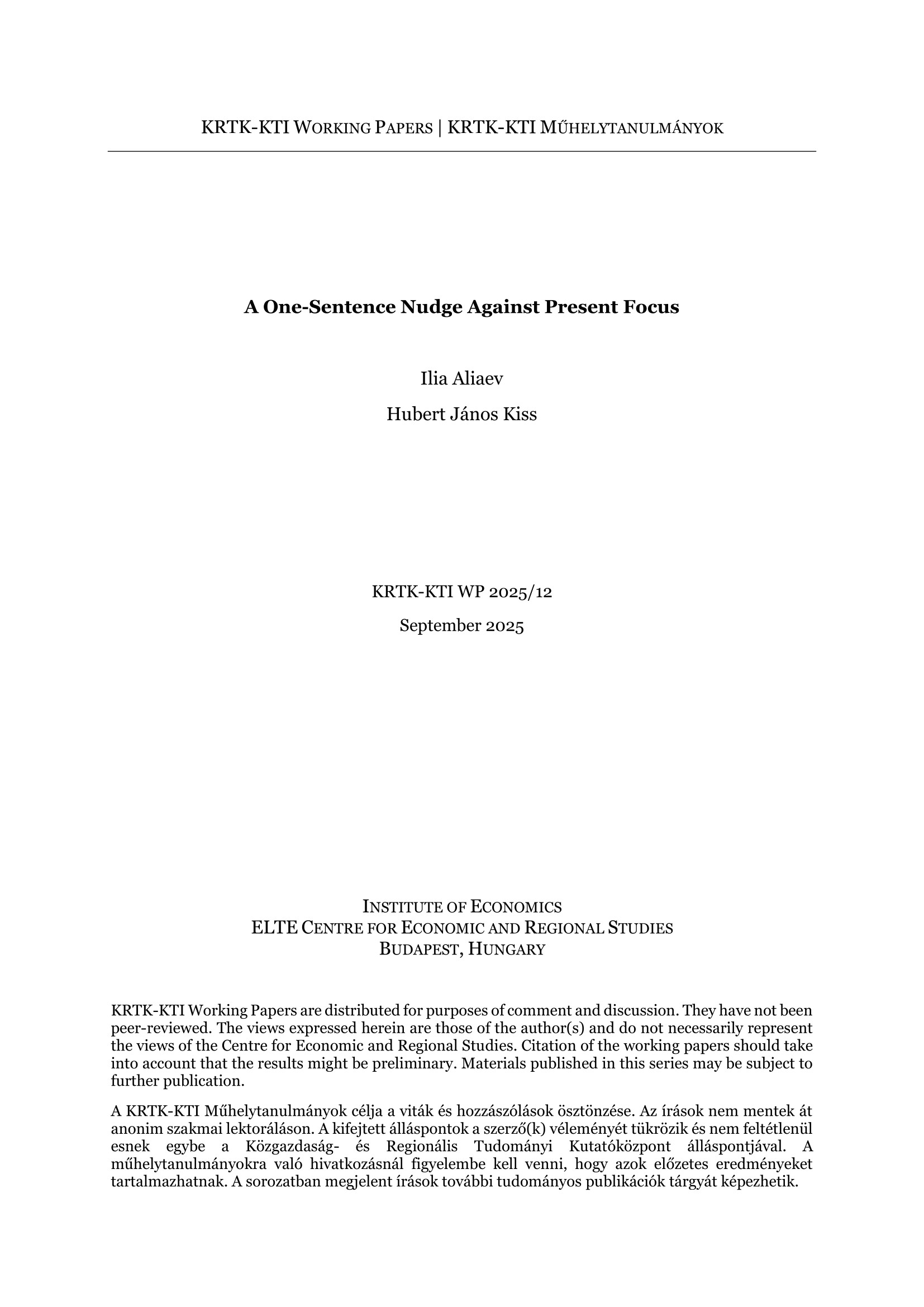 A One-Sentence Nudge Against Present Focus