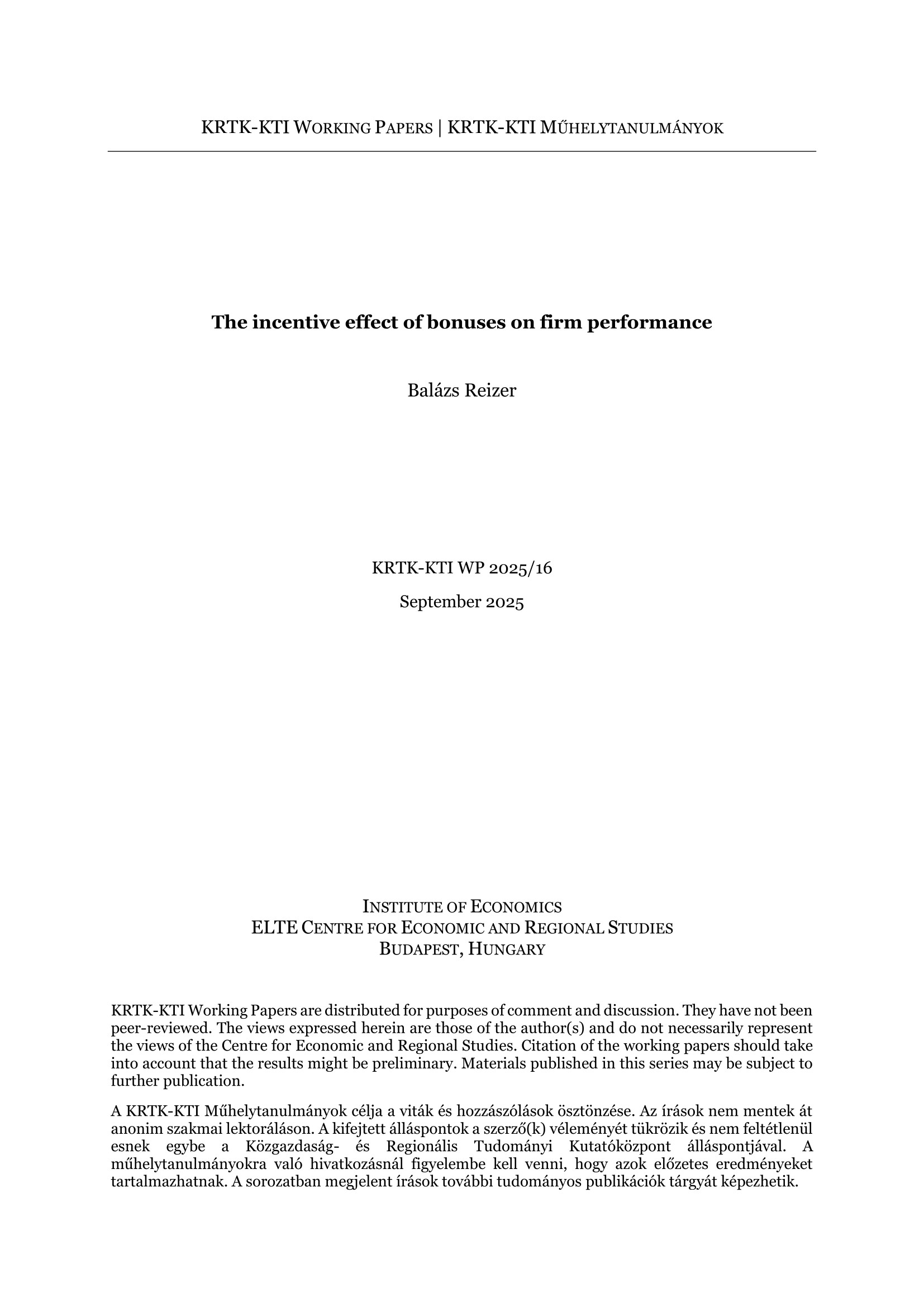 The incentive effect of bonuses on firm performance
