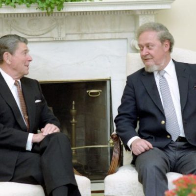 7/1/1987 President Reagan meeting with Judge Robert Bork in the Oval Office
